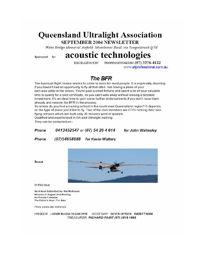 View the QUA Newsletter -September 2004