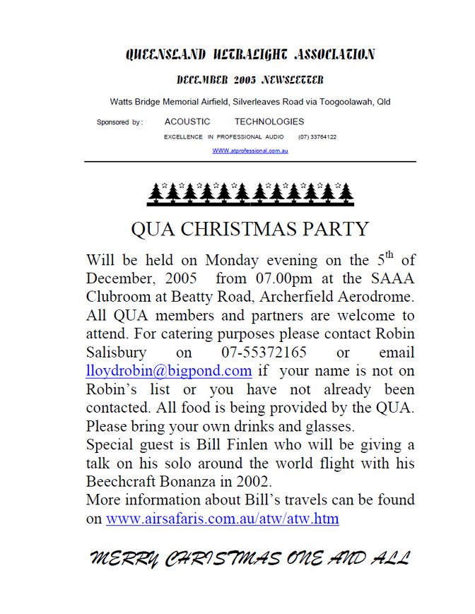 View the QUA Newsletter - December 2005
