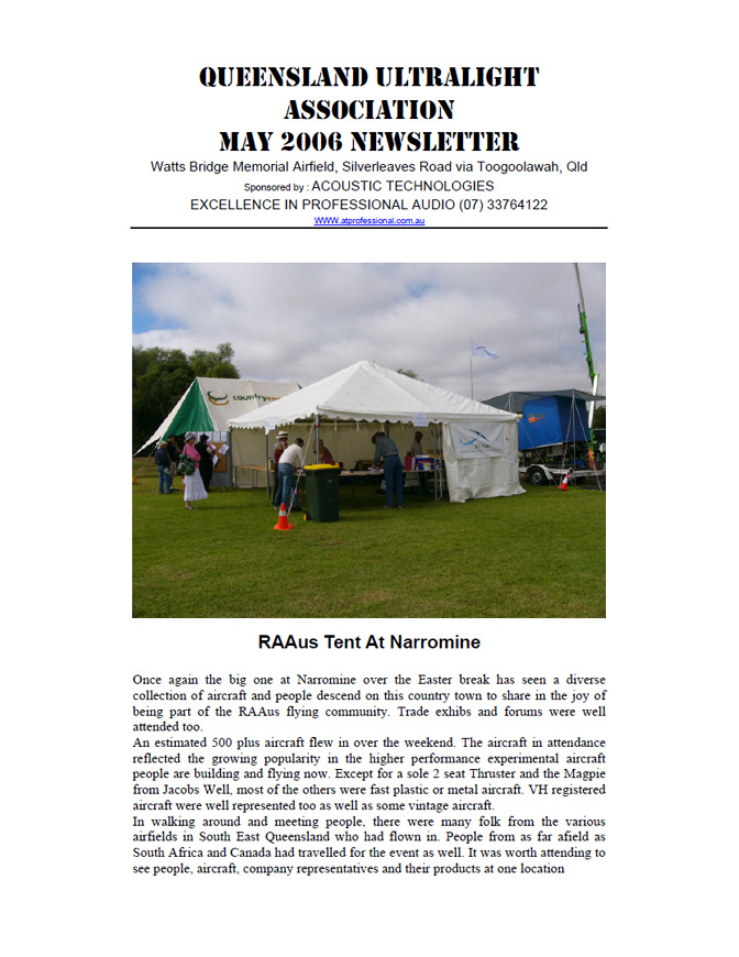 View the QUA Newsletter - May 2006