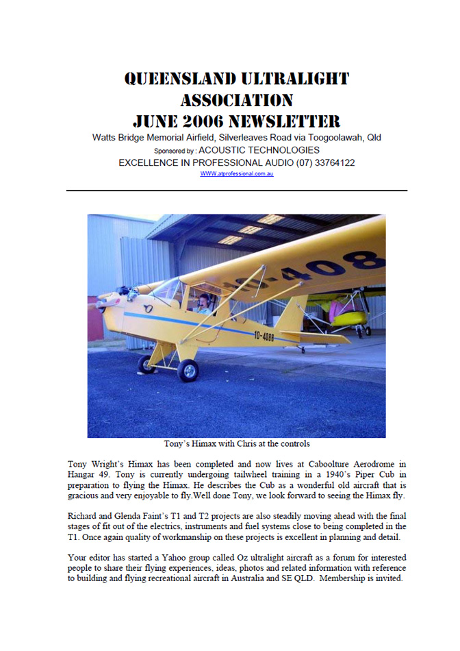 View the QUA Newsletter - June 2006
