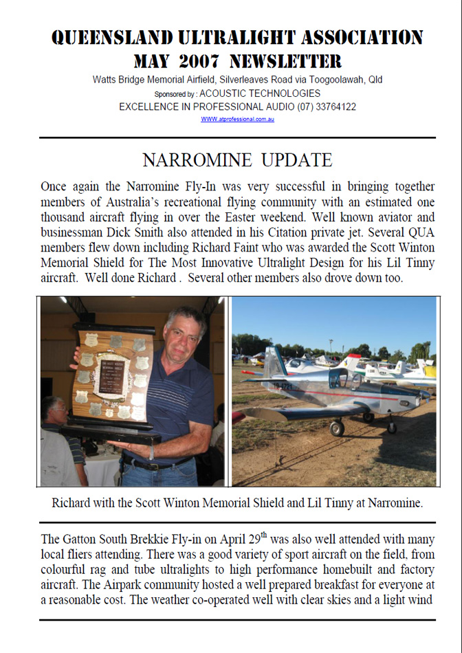 View the QUA Newsletter - May 2007