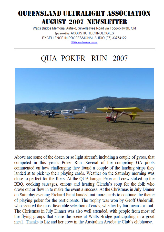 View the QUA Newsletter - August 2007