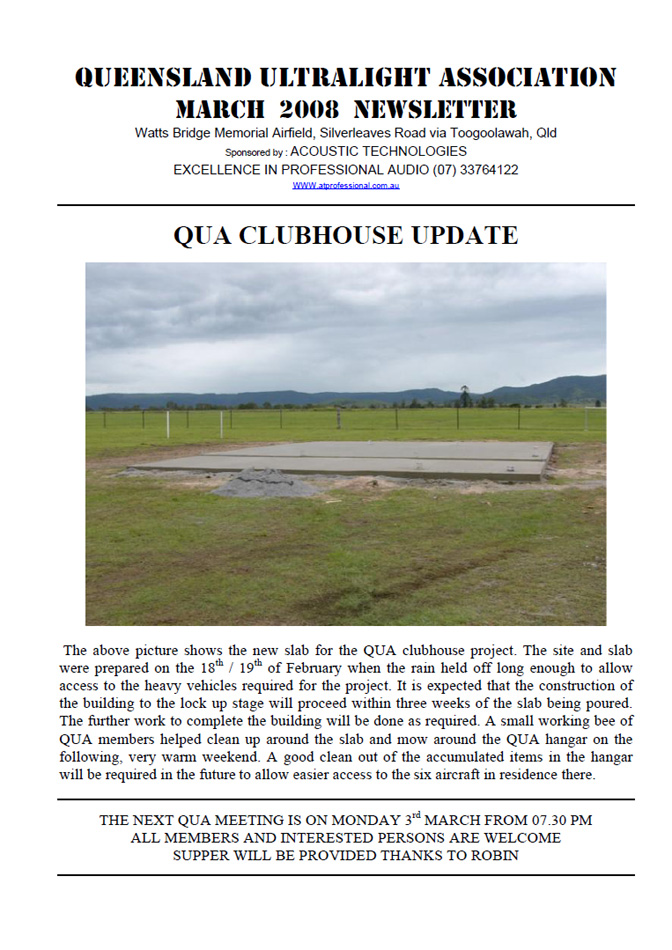 View the QUA Newsletter - March 2008