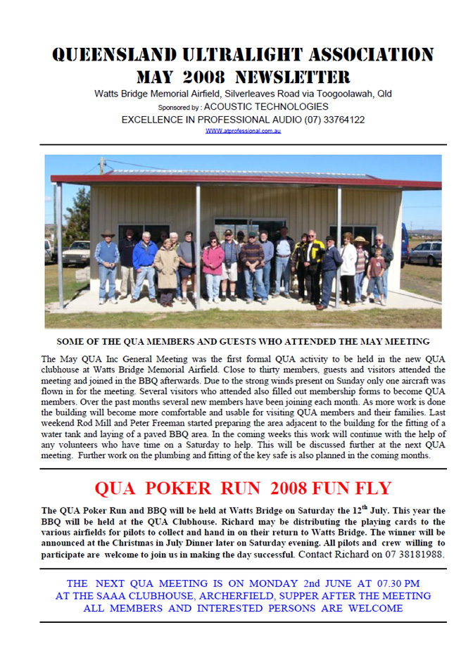 View the QUA Newsletter - June 2008