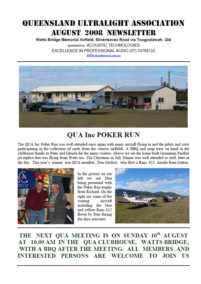 View the QUA Newsletter - August 2008