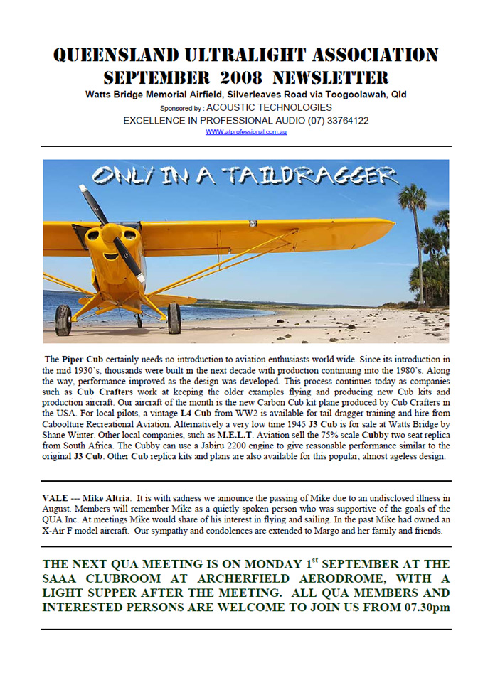 View the QUA Newsletter -September 2008