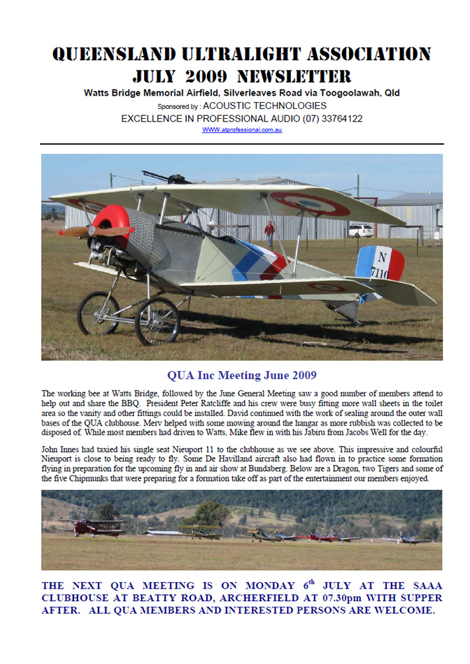 View the QUA Newsletter - July 2009